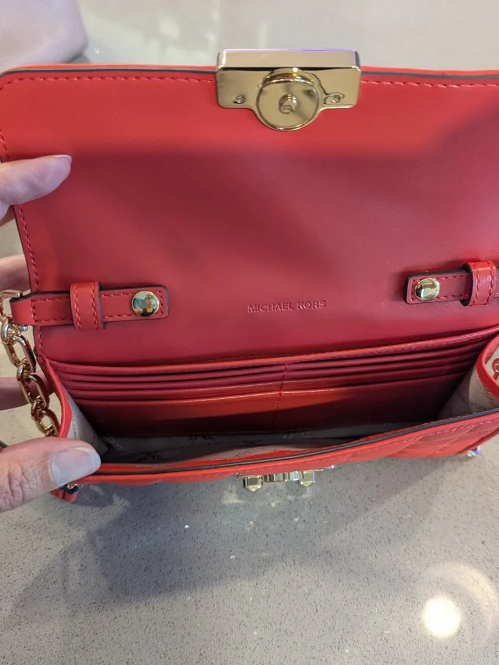 Michael Kors Tribeca Leather Convertible Crossbody Bag